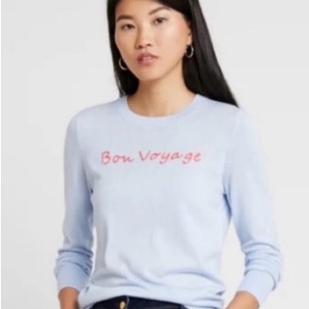 Banana Republic Light Blue Bon Voyage Lightweight Silk Cotton Sweater - Sz Small